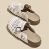Sandalias de Moda Retro Tejidas de Suela Gruesa Estilo Birkenstock para Mujer, Nuevas de Verano 2026 con Diseño Hueco, Planas, de Punta Cerrada
