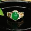 Anillo de Ágata Natural Aiyu Anillo de Calcedonia Verde Imperial Joyería de Cristal Venta al por Mayor y Dropshipping S4061219