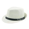 Sombrero de Jazz Rizado Juvenil de Verano Tejido de Papel de Paja Sombrero de Paja Transpirable Sombrero de Copa con Cinta Negra Protección Solar Sombrero de Anciano