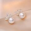 Brincos femininos estilo coreano retrô simples elegantes pérola zircônia agulha de prata S925 estilo Hong Kong Moda Brincos da moda da internet