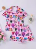 Tecido Retardante de Chamas Transfronteiriço Pijama Infantil Europeu e Americano com Estampa de Desenho Animado, Gola Reversível, Moderno, Casual, Confortável Roupa de Casa Infantil