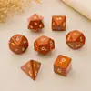 Dados de pedra vermelha natural com números poliédricos gravados para jogos de tabuleiro, RPG e D&amp;D - Conjunto de sete peças Z02