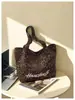 Nuevo Bolso Tote de Moda Otoño/Invierno Estampado de Leopardo Retro Bordado de Letras Gran Capacidad para Viajes Diarios Casual Bolso de Mano al Hombro