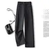Calça Reta de Lã Acetato Engrossada Outono e Inverno Nova Calça Reta de Perna Larga Feminina