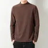Nova blusa masculina de gola alta de manga comprida para o outono, estilo coreano, moderna, camiseta preta pura para o outono