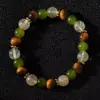 Pulseras de Cristal de Moda Estilo Europeo y Americano Transfronterizo, Cuentas Redondas de Piedra Ojo de Tigre, Pulseras de Piedra Natural, Pulseras de Cuentas