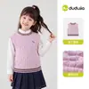 [Ganhe USD 3 de desconto ao comprar 2 itens] [Estilo Preppy] Colete Feminino Dudu, Colete Quente de Outono para Meninas, Roupa Infantil da Moda