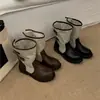 Botas hasta la pantorrilla con hebilla de cinturón de bloques de color estilo coreano, botas de equitación para mujer, nuevo modelo otoño e invierno 2026, diseño de tacón grueso, botas de motocicleta de nicho