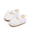 Zapatos de bebé para niñas de 0 a 1 año, con suela de goma y velcro, antideslizantes, con flores de perla.