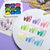 Nuevo Patrón de Nueve Cuadrículas Satinado Gel Color Macarrón Degradado Pintura Difuminada Esmalte en Gel Sin Limpiar en Stock