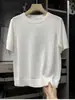 Tienda Insignia Shanghai Dan Nong/¡Cierra los Ojos y Cómpralo! ¡Refrescante y no pegajoso! Top de punto de manga corta con cuello redondo estilo japonés para mujer