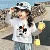 Camiseta infantil de algodão puro listrada de manga longa, novo estilo primavera/outono, para crianças de tamanho médio e grande, uma peça base da moda em duas peças para bebês
