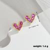Rojo Rosado amor dormir no puede elegir pendientes de botón niñas estilo coreano personalidad celebridad de internet simple S925 aguja de plata pendientes de corindón rojo