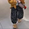 Conjunto Coreano para Meninas 2025 Novo Estilo Primavera & Outono Cardigan Suéter Fashion Infantil Calças Estampa de Leopardo Conjunto de Três Peças