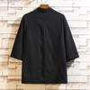 2025 Verão Nova Chegada Estilo Chinês Masculino Solto Cor Sólida Hanfu Cardigan Camisa plus size Casual Algodão e Linho Manga