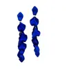 Pendientes de Flor Azul Oscuro para Mujer Exagerados Largos con Borla Pétalo de Rosa Mismo Estilo que Blogger Pendientes Elegantes Vintage