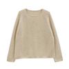 Suéter de Tricô Pulôver Raglan Gola Redonda Cashmere Puro de 357 Agulhas para Mulheres com Borda Enrolada Pulôver de Cashmere