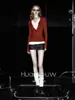 Yinhe STUDIO Suéter de Punto Angora Rojo de Dos Piezas para Viaje y Vacaciones Commute Francés Otoño/Invierno 2026 Suéter Casual de Capa Interior
