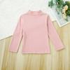 Ropa para niños camisa básica de cuello semi alto para niños y niñas de color sólido primavera y otoño e invierno camiseta de manga larga chaqueta interior de terciopelo t