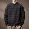 Suéter Retro Italiano con Cuello Henry para Hombre, Estilo Primavera y Otoño, Marca Trendy Americana, Estilo Casual Perezoso, Top Cálido de Punto