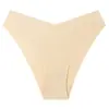 Ropa interior deportiva sin costuras de seda helada de color múltiple transpirable de secado rápido para mujer, con diseño en V de cintura baja, transfronteriza europea y americana