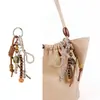 Colgante de Bolsa con Cuentas de Madera Tejido a Mano, Regalo Cultural y Creativo con Temática del Bosque, Accesorio para Uso Diario, Colgante Pequeño para Bolso y Teléfono Móvil