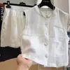 Liquidação de Itens de Verão de Marca Superior: Conjunto de Duas Peças com Colete sem Mangas e Shorts Estilo Sal e Pimenta Tendência para Mulheres