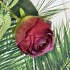 Flor artificial de una sola rosa con borde tostado, pintura al óleo, rosa retro, decoración para el hogar, boda, adornos de flores falsas, venta al por mayor