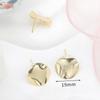 Aretes de botón simples geométricos de doble cara cepillados estilo coreano chapados en oro real de 14k material para accesorios de joyería diy
