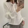 Suéter de Punto Hueco con Cuello Polo para Mujer, Otoño 2026, Manga Larga, Corte Holgado, Adelgazante, Camiseta Base Delgada