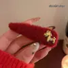 Presilha de Cabelo de Lã Vermelha com Cabelo de Pônei para o Ano do Zodíaco, Presilha Bb de Alto Padrão e Exquisita, Acessório de Cabelo Versátil Retrô com um Design Único para Mulheres