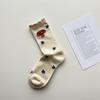 Outono e Inverno Meias Fofas de Cogumelo Floral Pequeno para Menina Meias Folgadas Florais Doces Japonesas de Meia Panturrilha Meias de Bolinhas Estilo Colegial