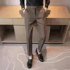 Pantalones de Traje Británico Pantalones Pies Pequeños Vestido Dipper Negocios Flu Yuppie Pantalones Marrón para Hombre