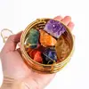 Colgantes de Pared de Piedra Cruda de Cristal Natural Transfronterizos, Piedra Cruda de Cristal Colorida, Ágata, Anillos Dorados y Plateados, Decoraciones de Piedras para Yoga al por Mayor