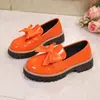 Comercio Exterior Transfronterizo Talla Grande Estilo Nuevo Mocasines con Lazo Estilo Británico Charol Zapatos Pequeños de Cuero Tacón Grueso Suela Gruesa Retro Zapatos de Vestir Individuales para Mujer