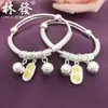 Pulseira infantil prata de lei 990 pulseira de prata da sorte lucky estilo étnico sinos de vento estilo sino presente para um mês