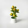 Planta de vaso artificial de 7 galhos com frutas em estoque para decoração de escritório, ornamento de mesa de frutas da sorte, bonsai de presente criativo para o Festival da Primavera