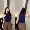 324 Moda Irregular Cruz Belleza Espalda Ropa Interior Almohadilla Fija para el Pecho Chaleco de Una Pieza Top para Uso Interior y Exterior de Chica Caliente
