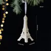 Nuevo Colgante de Plástico Blanco con Copos de Nieve Brillantes, Mariposa Árbol de Navidad Bolsa de Regalo Caramelo Colgante Pequeño Decoración de Carrillón de Viento