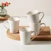 Caneca de Cerâmica Quadrada Simples com Relevo Trompete Cor Sólida Doméstica para Água Potável Café Leite Fábrica de Liling