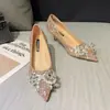 Zapatos de Mujer Elegantes Versátiles Cómodos con Lazo 2025 Primavera/Verano Nuevo Estilo Coreano Tacones Altos Brillantes con Lentejuelas para Mujer