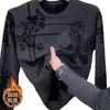 Comercio Exterior 2026 Otoño/Invierno Camisa Pequeña de Manga Larga Flocada Estilo Europeo Ropa para Hombre Top Nuevo Sudadera con Forro Polar Camiseta para Hombre Hombre