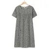 Camisón de Algodón y Seda de Manga Corta para Mujeres de Mediana Edad y Mayores, Estilo Nuevo de Verano, Pijama Delgado para Madres, Vestido de Rayón Holgado de Verano