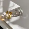Aretes de Clip para Oreja de Latón Puro con Circonita Microincrustada de Doble Capa para Mujer, Aretes de Personalidad, Clips para Oreja Versátiles Minimalistas