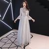 Vestido de Gala para Banquete Feminino 2026 Novo Estilo Festa Elegante Rainha Cinza Apresentadora Celebridade Vestido