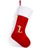 Medias navideñas con letras transfronterizas, adornos colgantes para árbol de Navidad, linda bolsa de regalo, bolsa de dulces con 26 letras