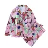 Conjunto Informal de Ropa para Estar en Casa de Manga Larga y Pantalón Largo con Nuevo Estampado Animal Seleccionado Cuidadosamente, Adecuado para Usar como Ropa Exterior, con Cuello de Solapa, Conjunto de Pijama Transfronterizo