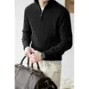Nuevo suéter de punto POLO para otoño e invierno para hombre, estilo old money, media cremallera, textura de punto trenzado, venta al por mayor de fábrica transfronteriza