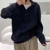 Suéter de Punto con Capucha para Mujer Otoño e Invierno 2024 Nuevo Estilo Retro Japonés Estilo Perezoso Ropa de Abrigo Holgada Suéter de Punto de Celebridad de Internet