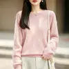 Otoño e invierno 2026 nuevo estilo suéter de punto de lana polar cosido para mujer cuello redondo suéter holgado ropa de mujer top de manga larga